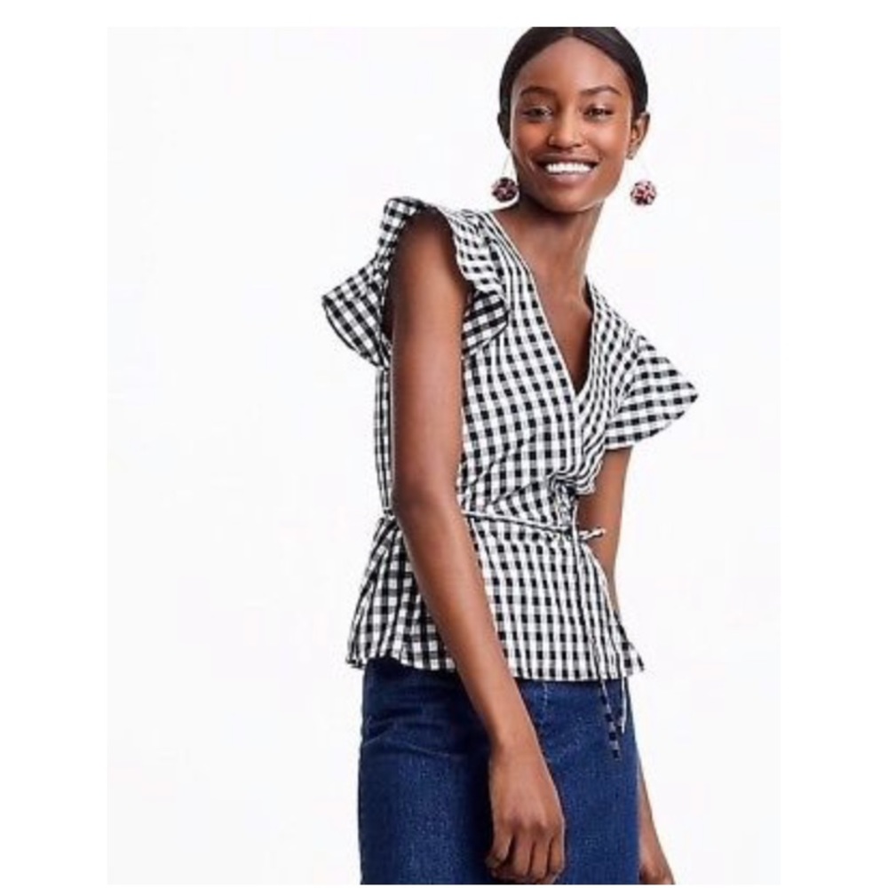 J crew gingham wrap top